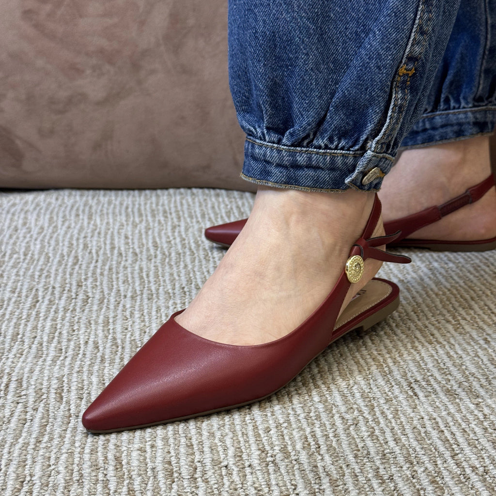 SLINGBACK RASTEIRA DETALHE LATERAL MOEDA - MERLOT