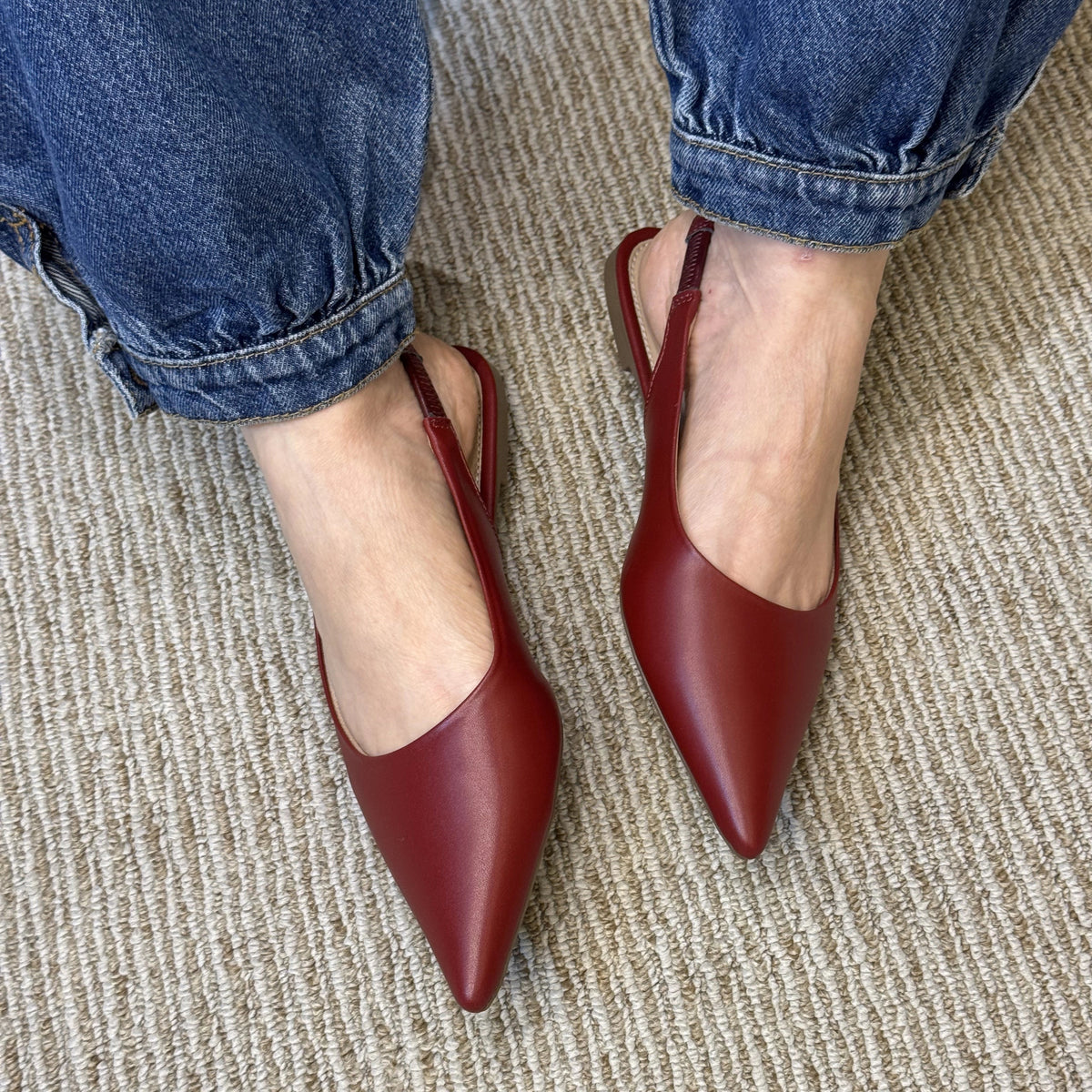 SLINGBACK RASTEIRA DETALHE LATERAL MOEDA - MERLOT