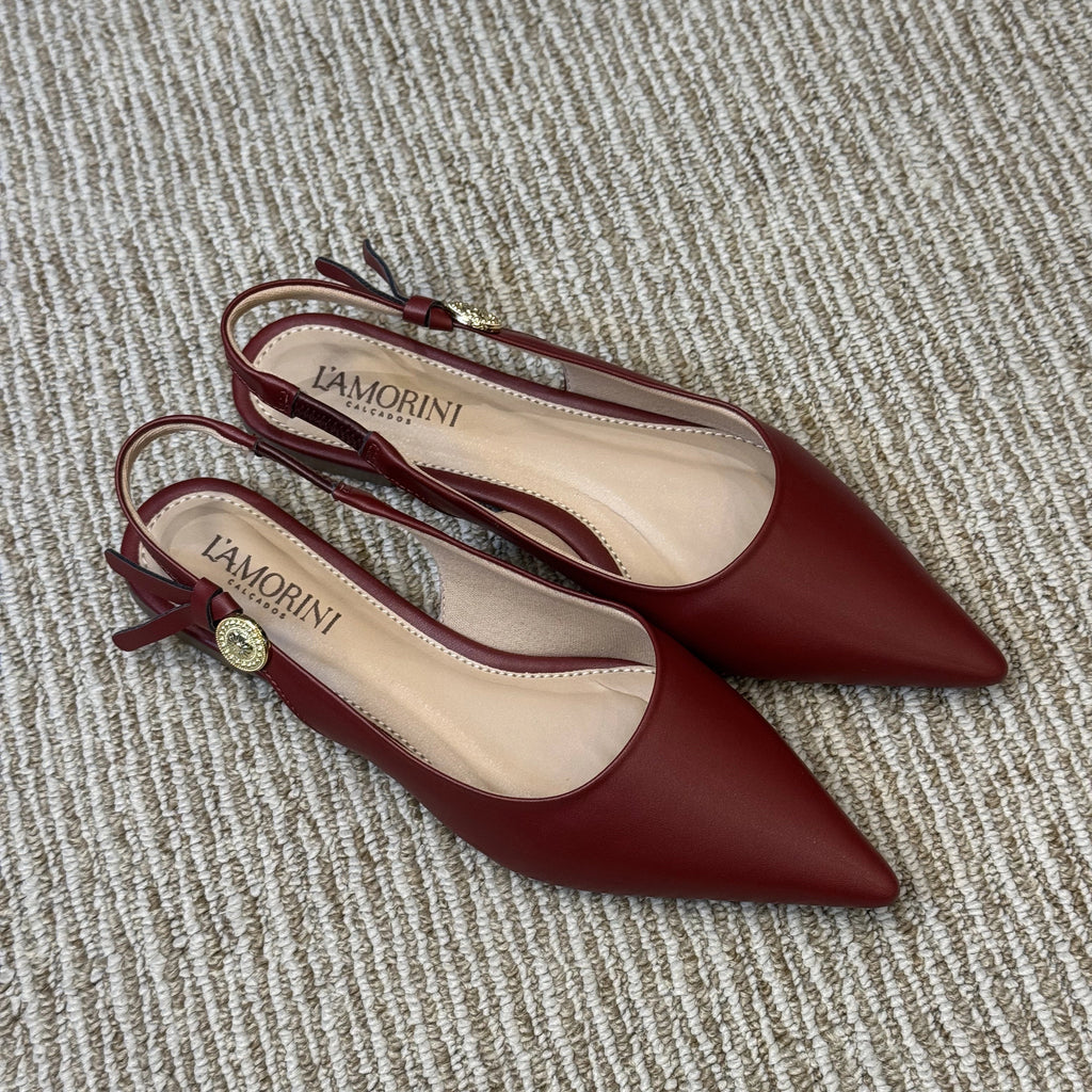 SLINGBACK RASTEIRA DETALHE LATERAL MOEDA - MERLOT