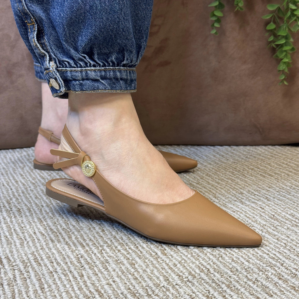 SLINGBACK RASTEIRA DETALHE LATERAL MOEDA - CAPUCCINO