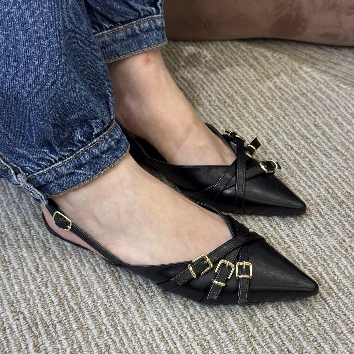 SLINGBACK 3 FIVELAS - PRETO