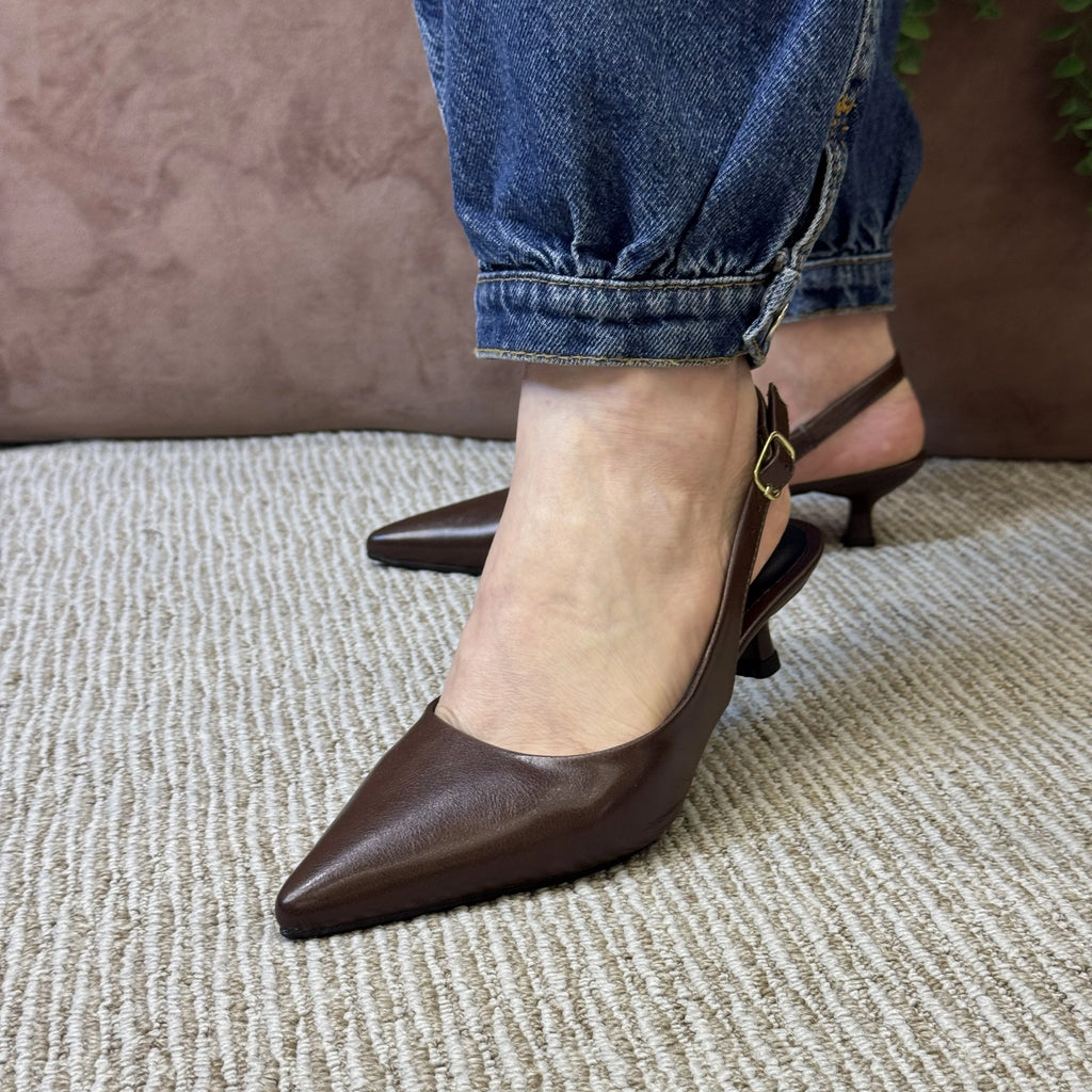 SLINGBACK BÁSICO SALTO TAÇA - CAFE