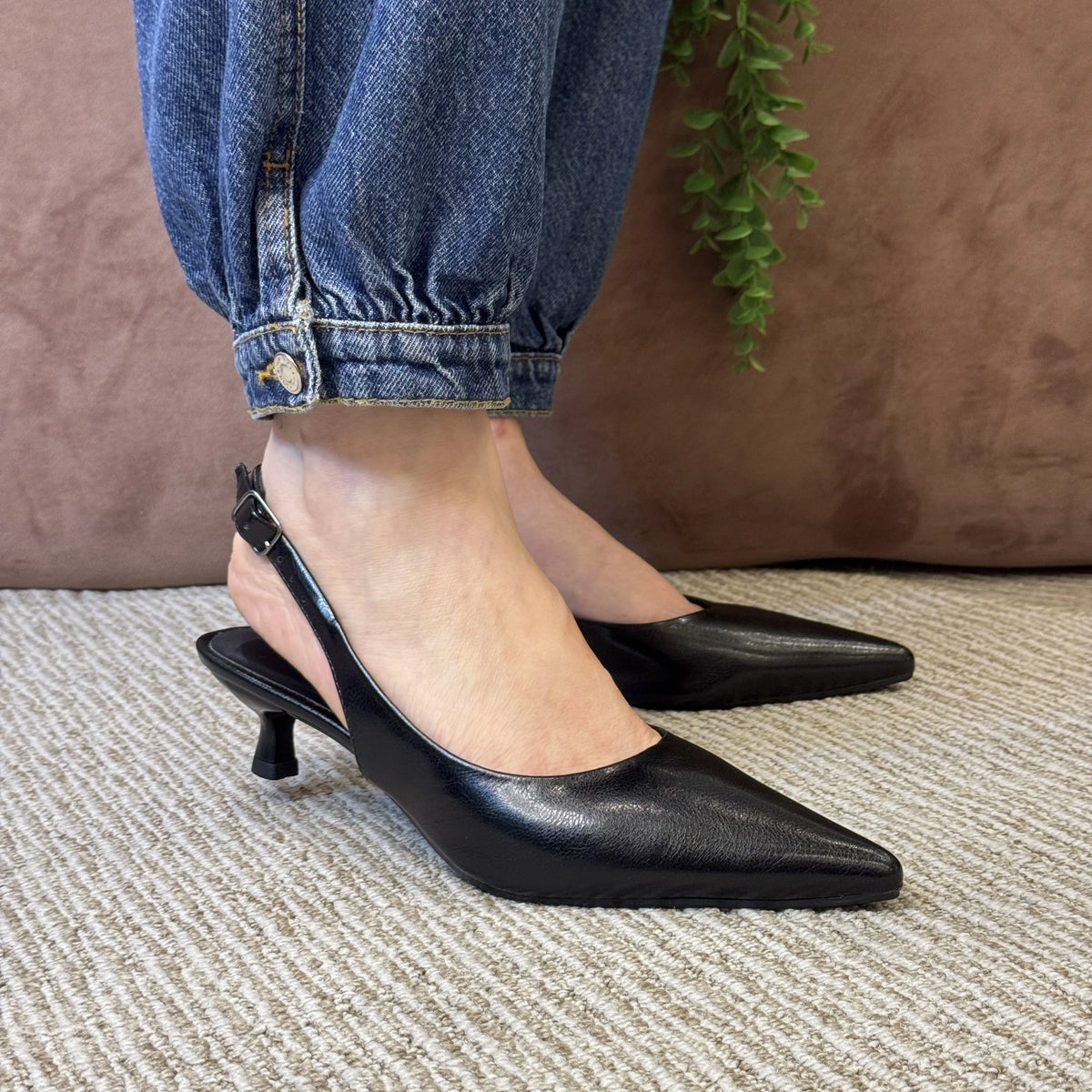 SLINGBACK BÁSICO SALTO TAÇA - PRETO