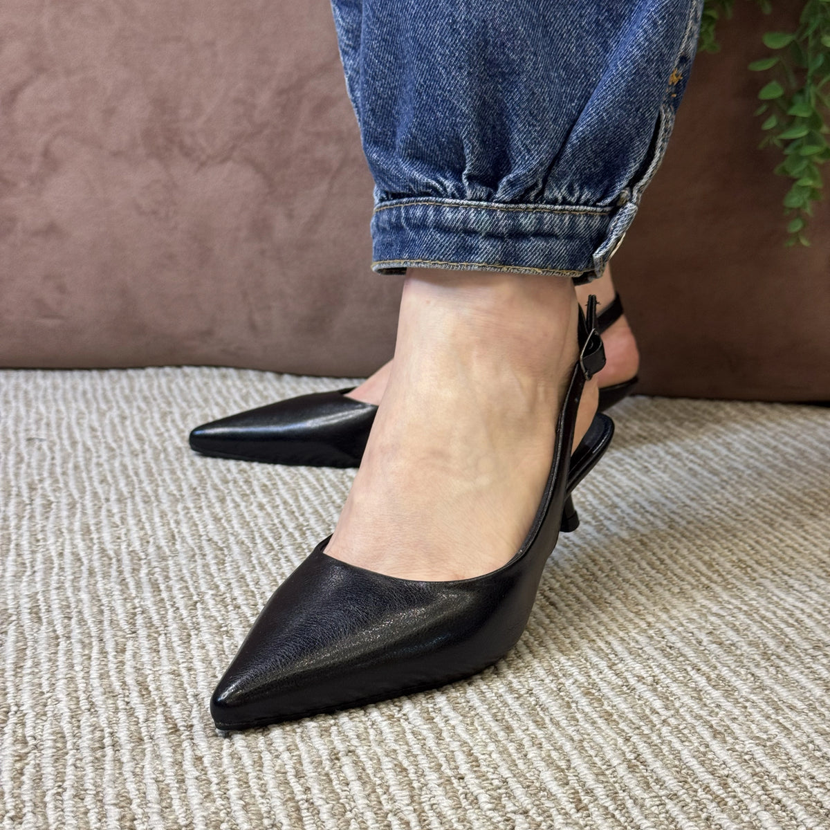 SLINGBACK BÁSICO SALTO TAÇA - PRETO