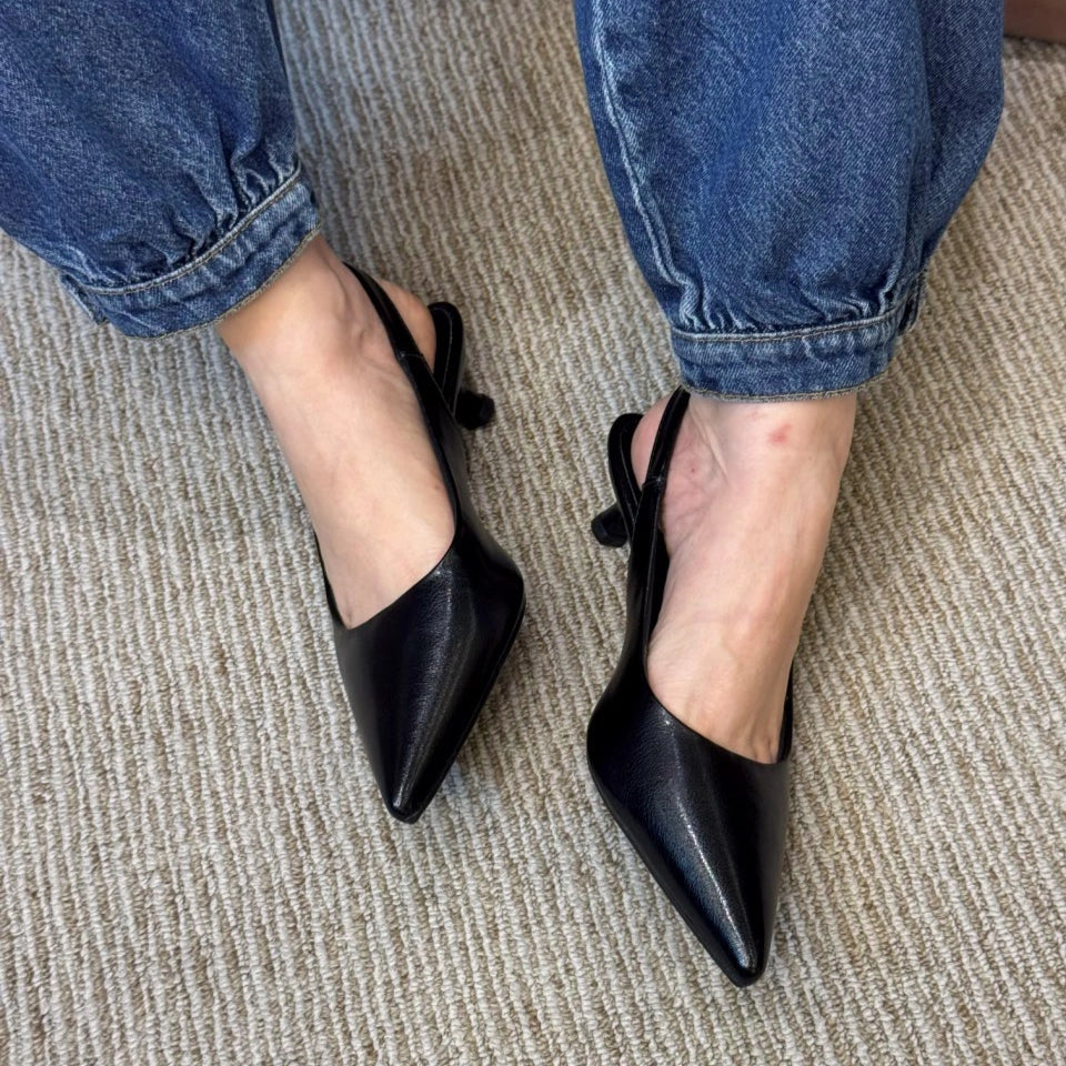 SLINGBACK BÁSICO SALTO TAÇA - PRETO