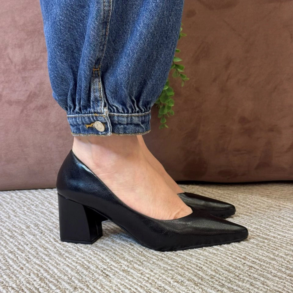 SCARPIN SALTO GROSSO - PRETO