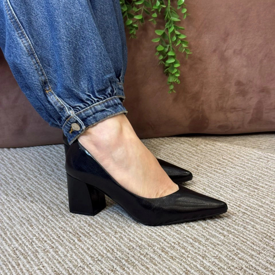 SCARPIN SALTO GROSSO - PRETO