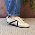 TÊNIS CAMURÇA V COURO - OFF WHITE / PRETO